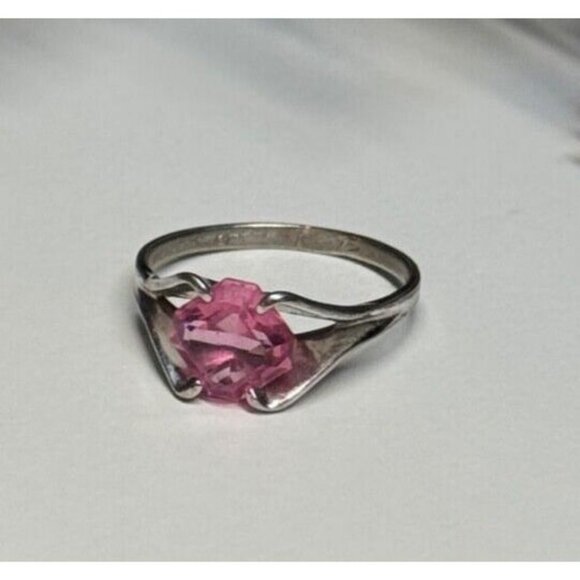 925 STERLING SILVER PINK TOPAZ RING SIZE 5 - Picture 1 of 9